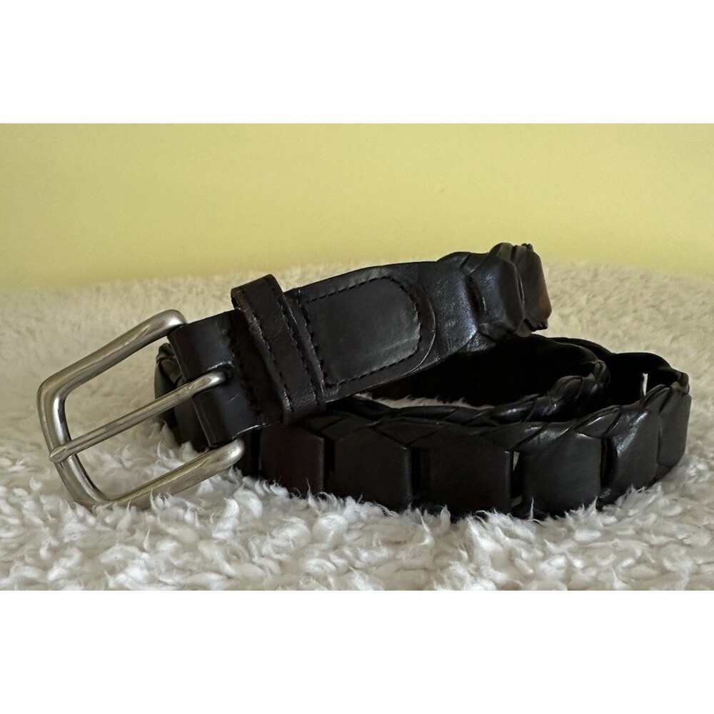 Structure Unisex Buffalo Black Leather Link Ladder Belt M Wide 36  Brass Buckle